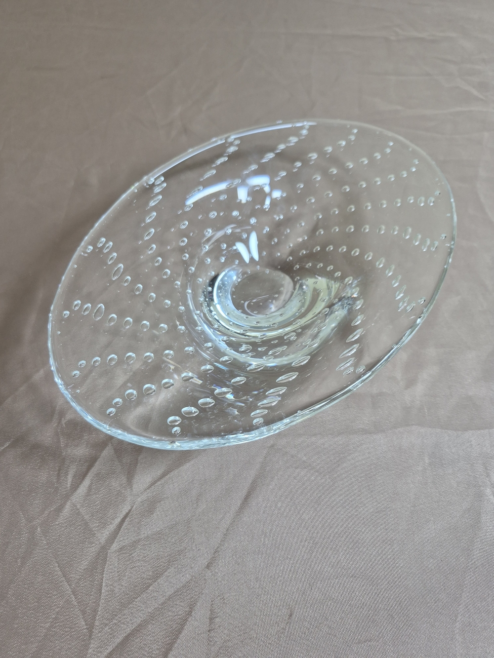 Vintage 1950s Vicke Lindstrand For Kosta Clear Bubble Glass Centerpiece Bowl
